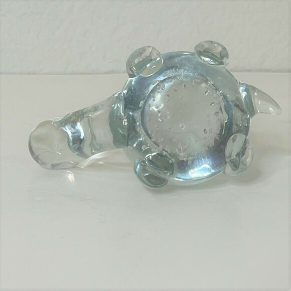 Vintage Clear Art Glass Turtle Figurine 1980s Controlled Bubbles Paperweight - Picture 6 of 7